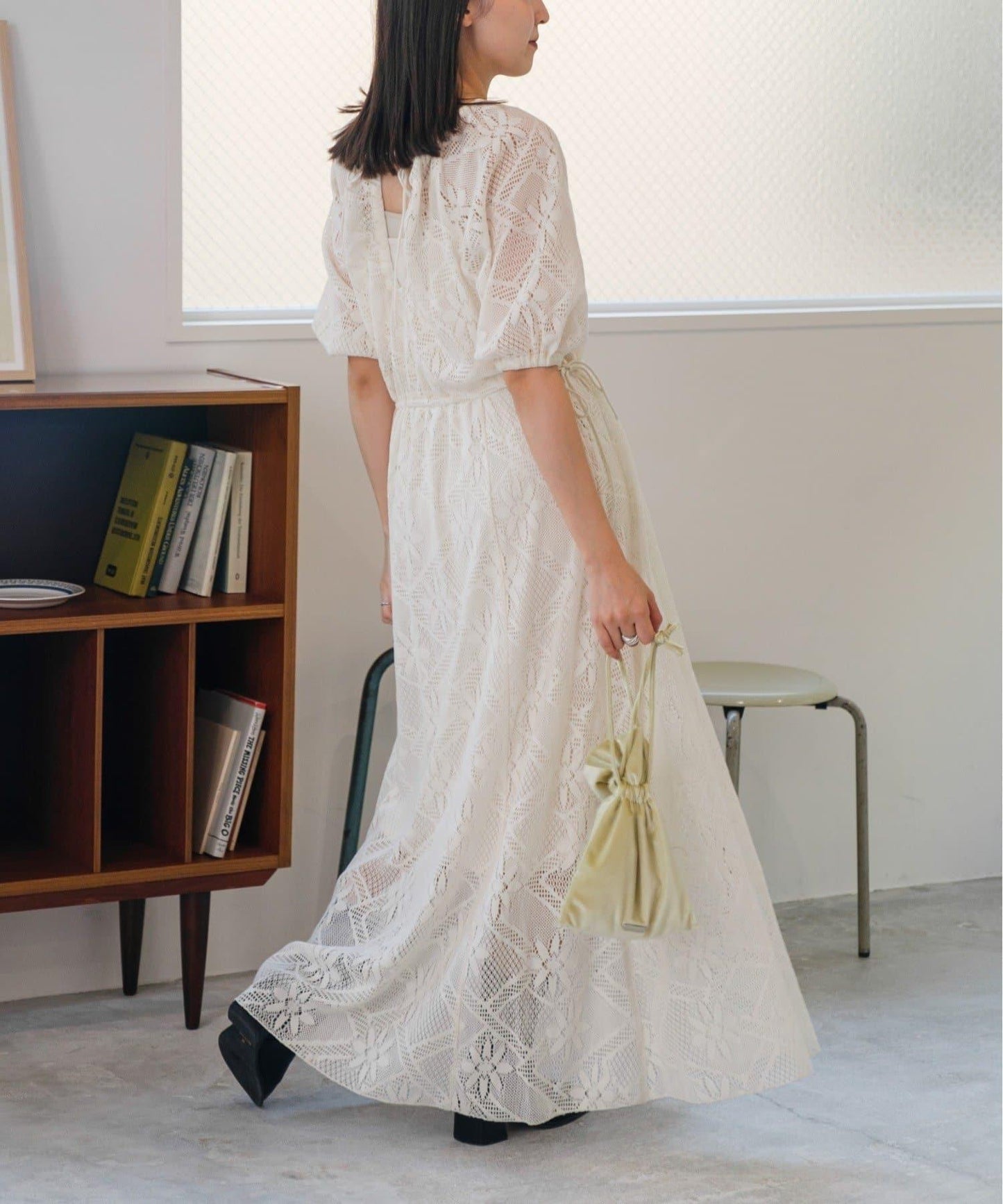 兩尺碼可選 低身長尺碼 蕾絲褶皺 連衣裙