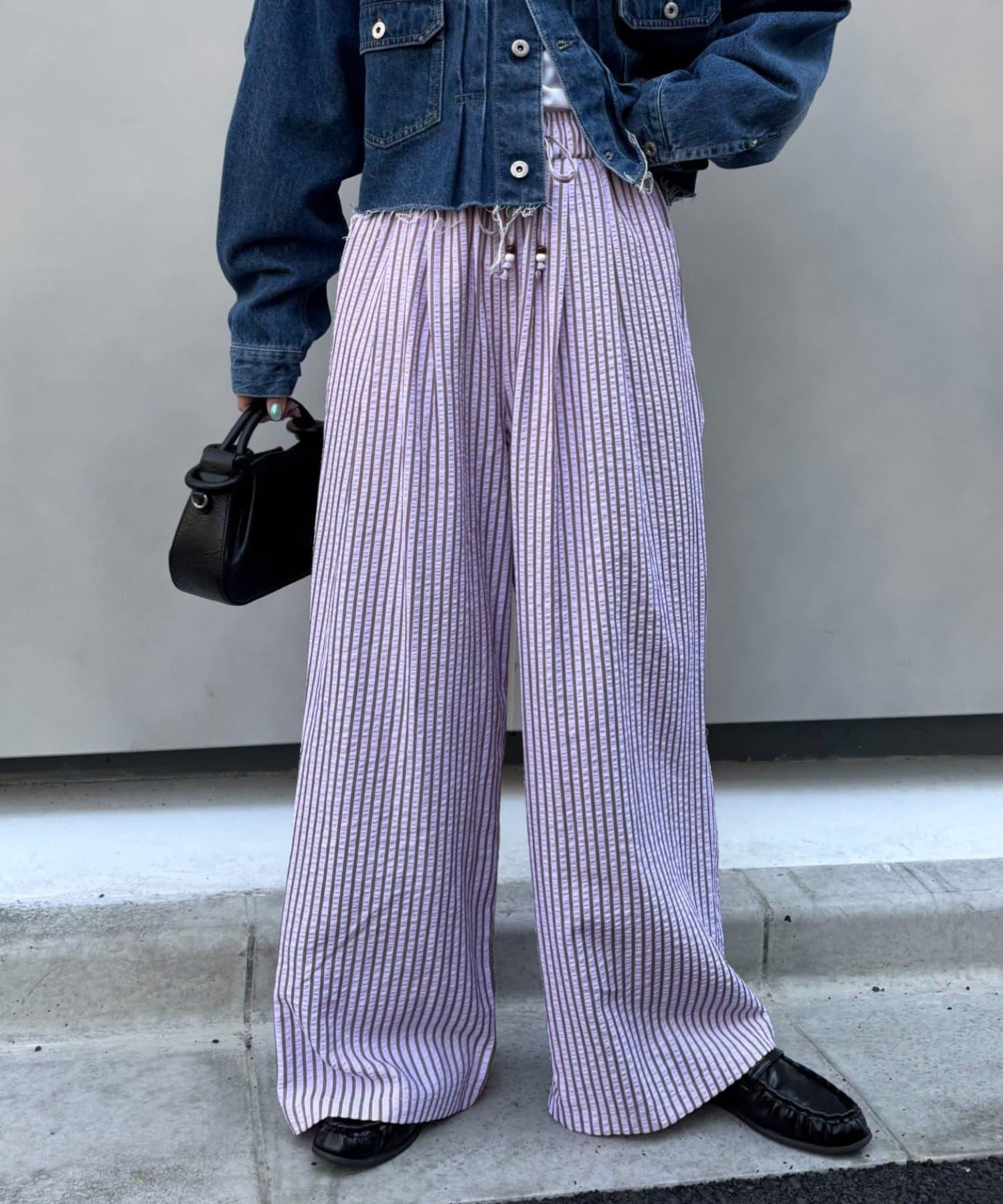 UNISEX 加大碼 條紋鬆緊 睡褲