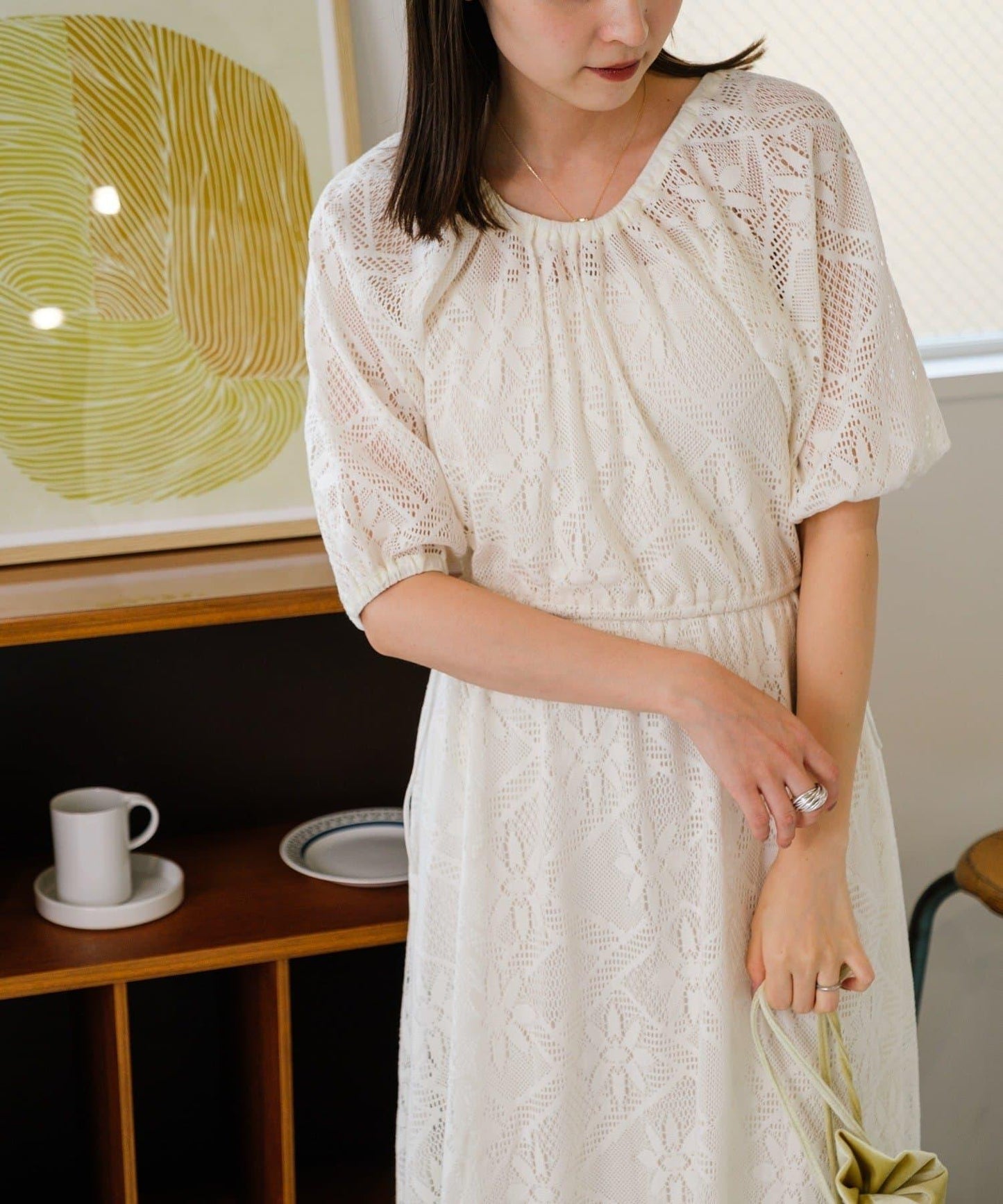 兩尺碼可選 低身長尺碼 蕾絲褶皺 連衣裙