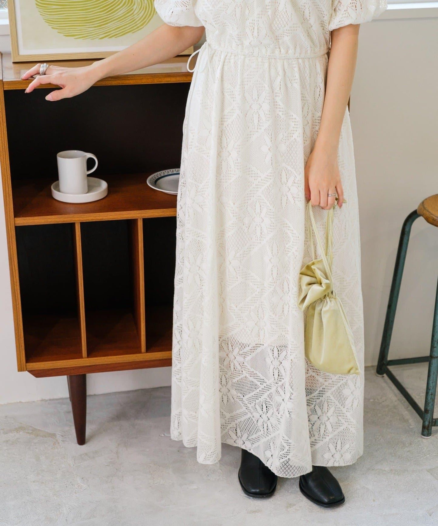 兩尺碼可選 低身長尺碼 蕾絲褶皺 連衣裙