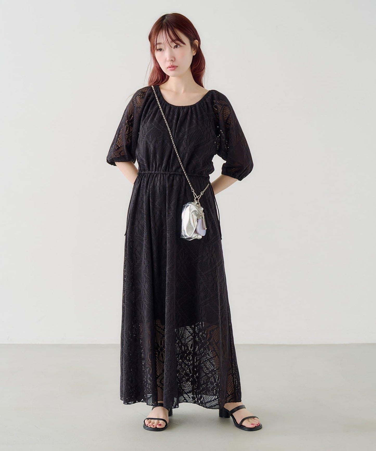 兩尺碼可選 低身長尺碼 蕾絲褶皺 連衣裙