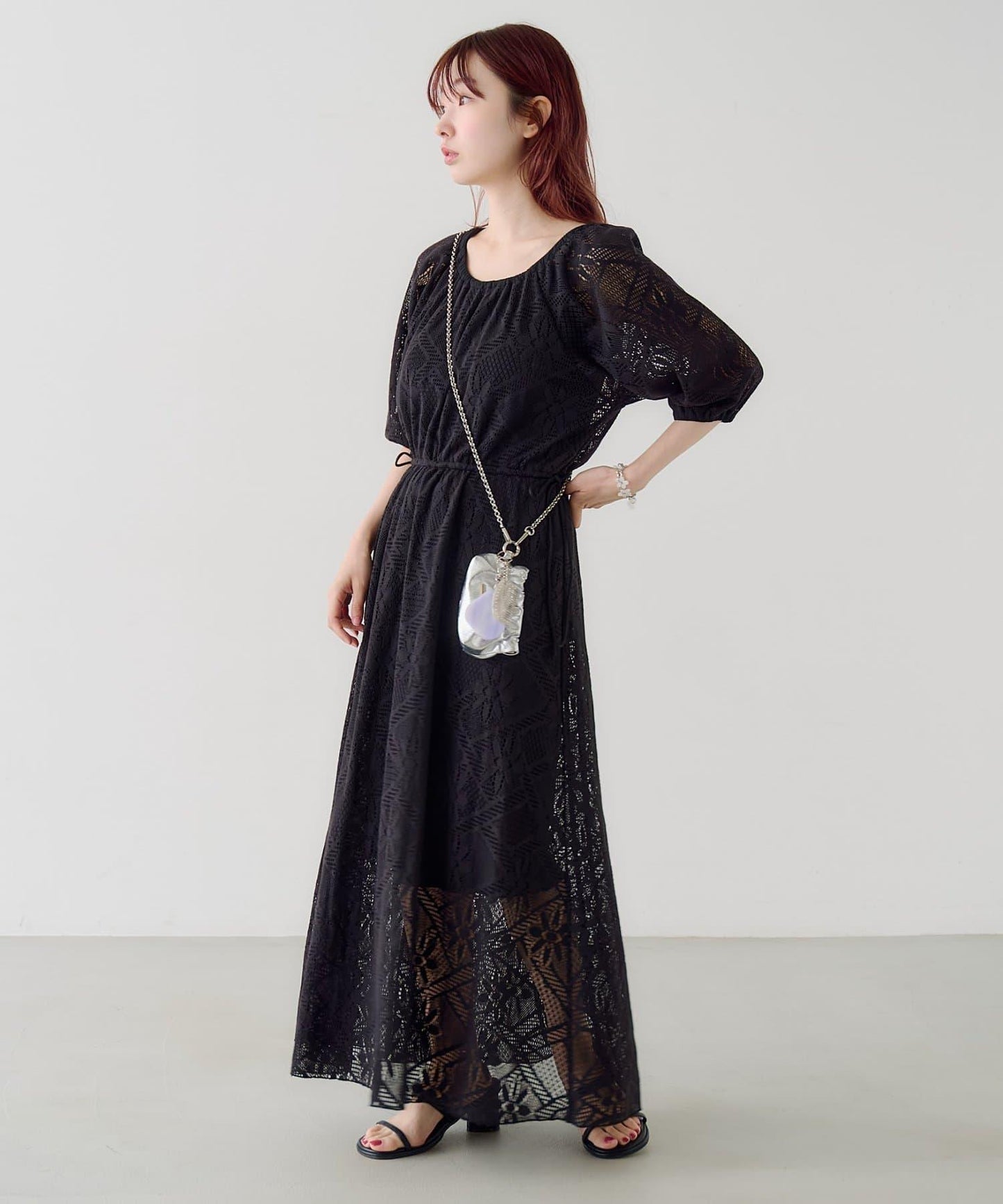 兩尺碼可選 低身長尺碼 蕾絲褶皺 連衣裙