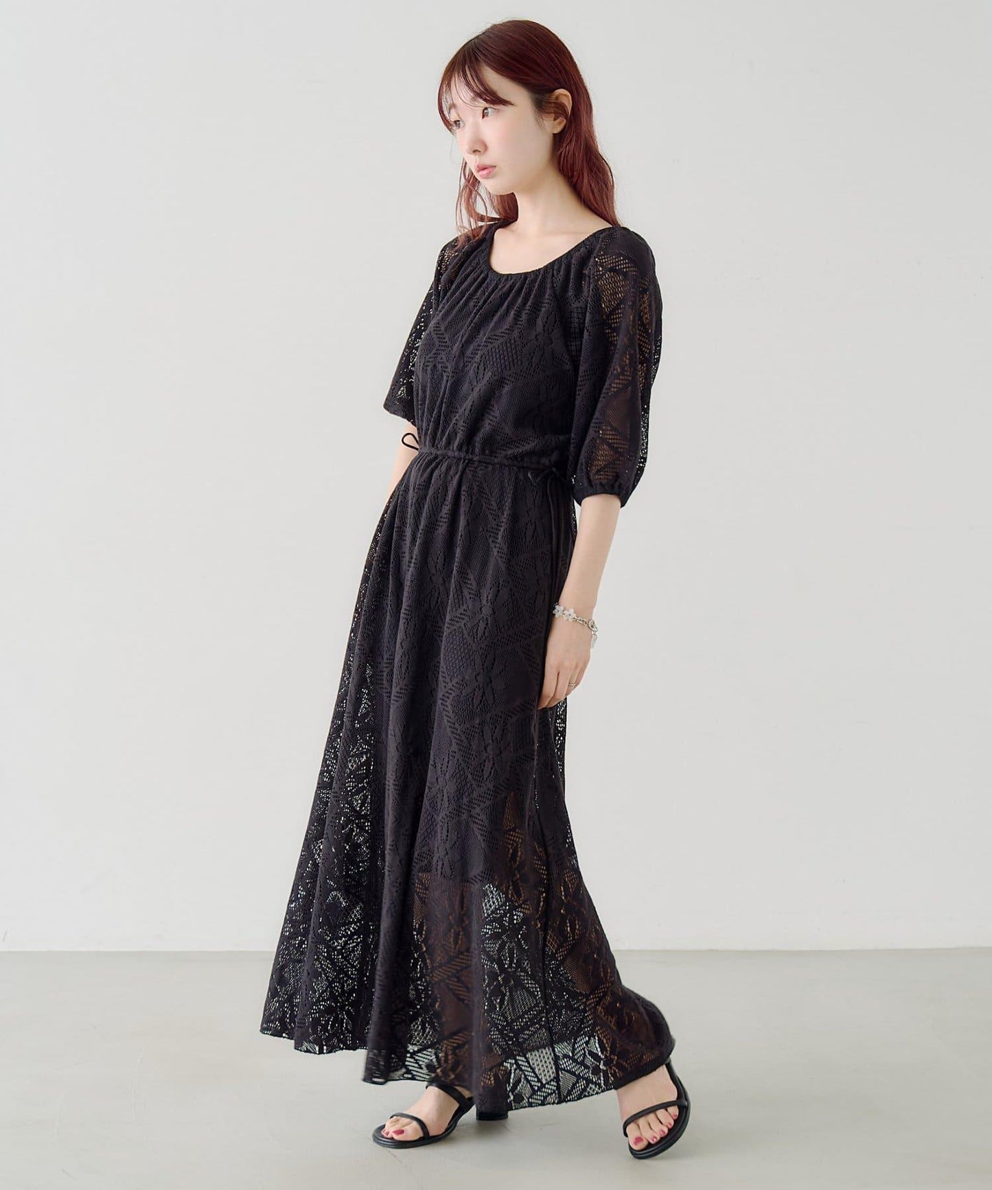 兩尺碼可選 低身長尺碼 蕾絲褶皺 連衣裙