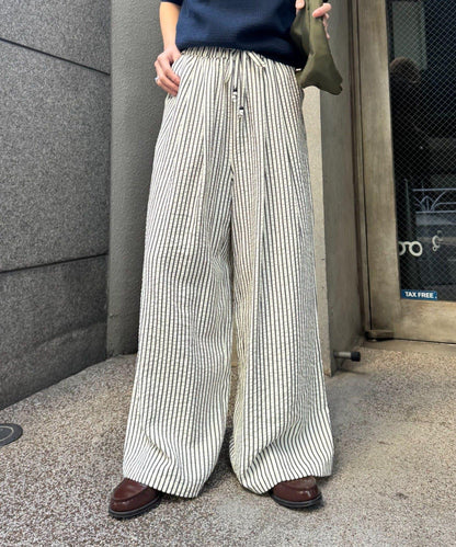 UNISEX 加大碼 條紋鬆緊 睡褲