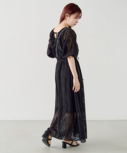 兩尺碼可選 低身長尺碼 蕾絲褶皺 連衣裙