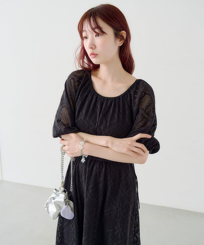 兩尺碼可選 低身長尺碼 蕾絲褶皺 連衣裙