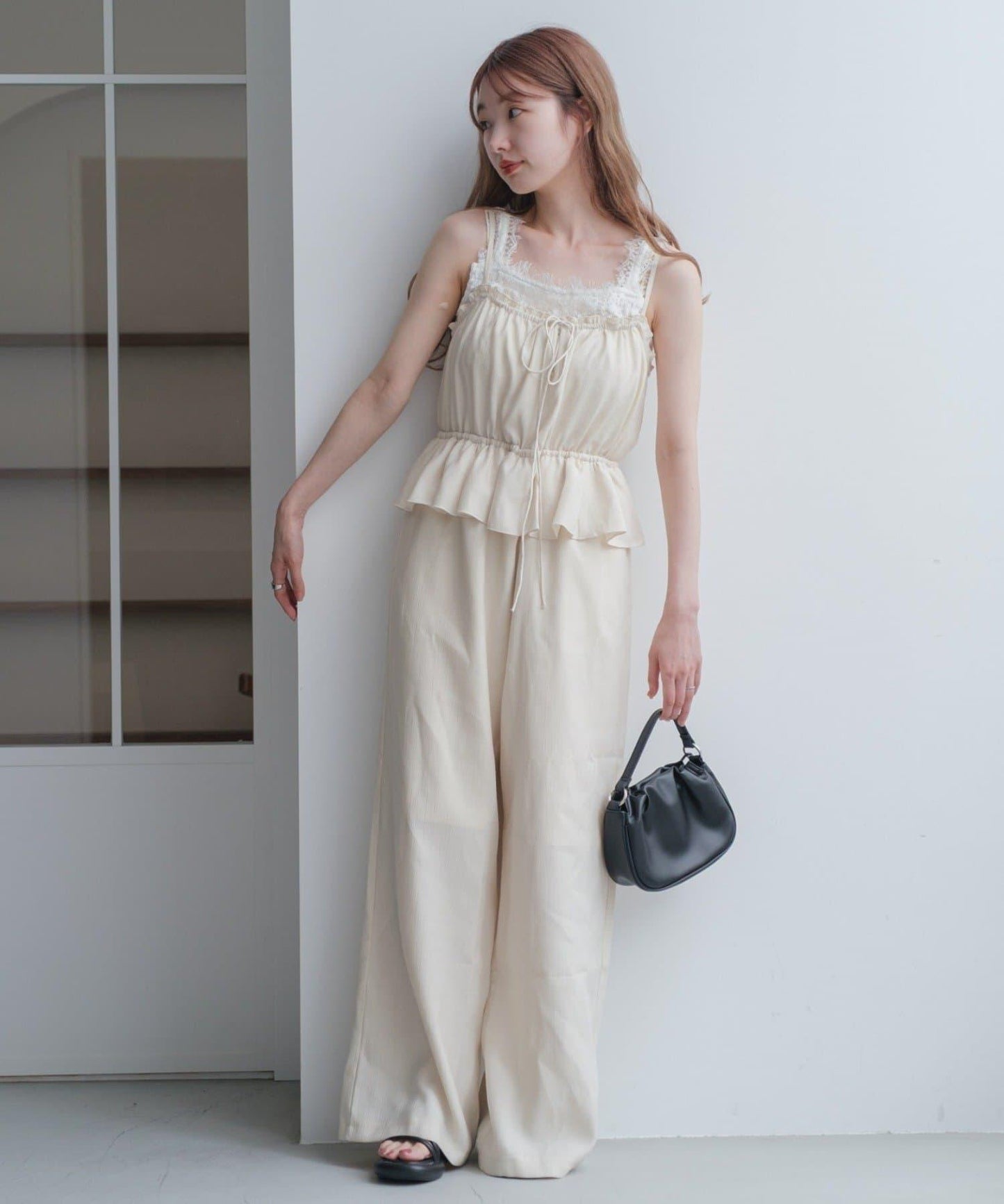 網絡限定 小個子尺碼 兩種尺碼 荷葉邊 吊帶連體褲