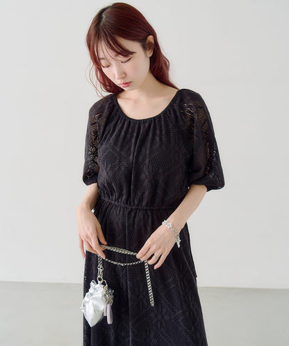 兩尺碼可選 低身長尺碼 蕾絲褶皺 連衣裙