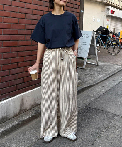 UNISEX 加大碼 條紋鬆緊 睡褲