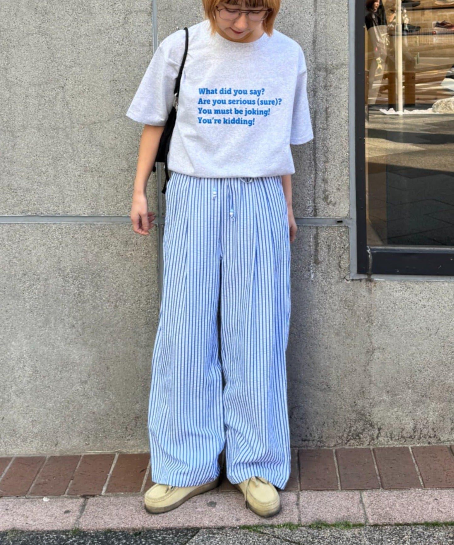 UNISEX 加大碼 條紋鬆緊 睡褲