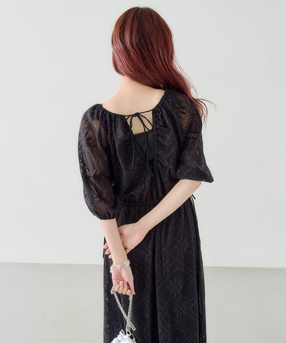 兩尺碼可選 低身長尺碼 蕾絲褶皺 連衣裙