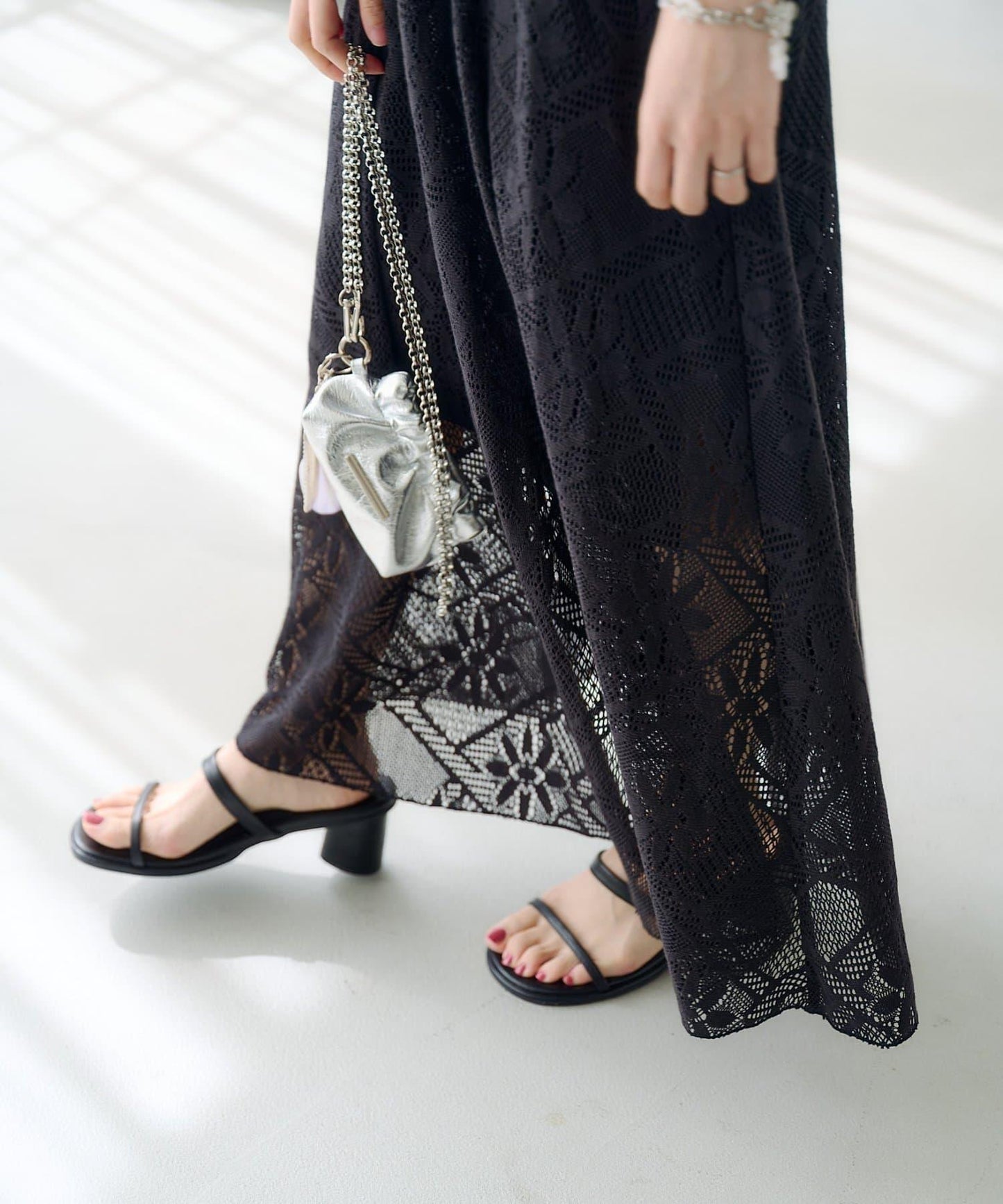 兩尺碼可選 低身長尺碼 蕾絲褶皺 連衣裙