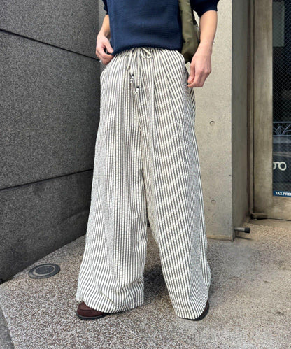 UNISEX 加大碼 條紋鬆緊 睡褲