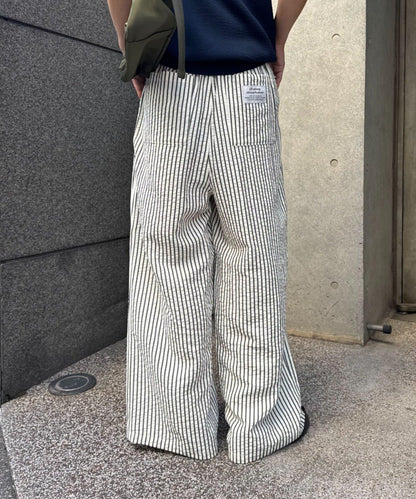 UNISEX 加大碼 條紋鬆緊 睡褲