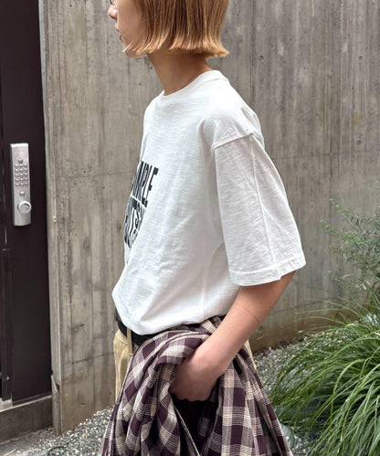 男女同款 大碼可選 竹節針織 顏料染Logo T恤