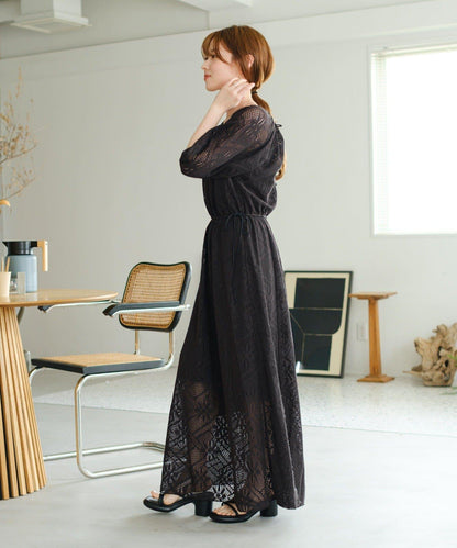 兩尺碼可選 低身長尺碼 蕾絲褶皺 連衣裙