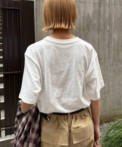 男女同款 大碼可選 竹節針織 顏料染Logo T恤