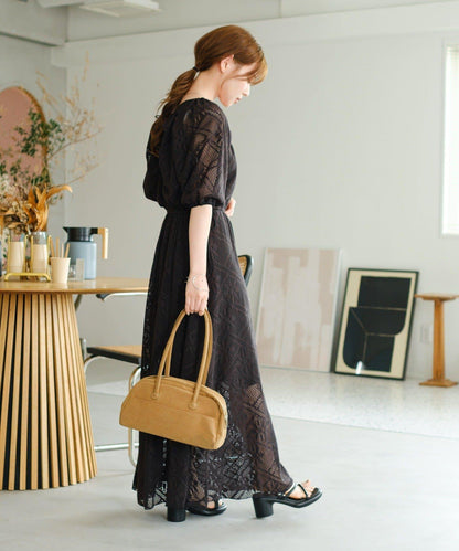 兩尺碼可選 低身長尺碼 蕾絲褶皺 連衣裙