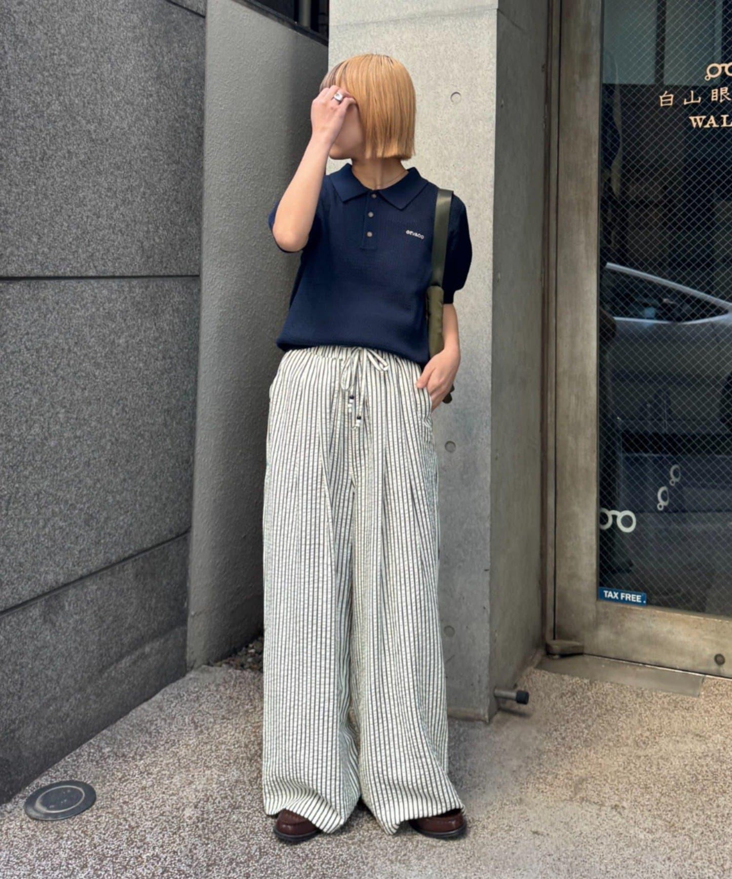 UNISEX 加大碼 條紋鬆緊 睡褲