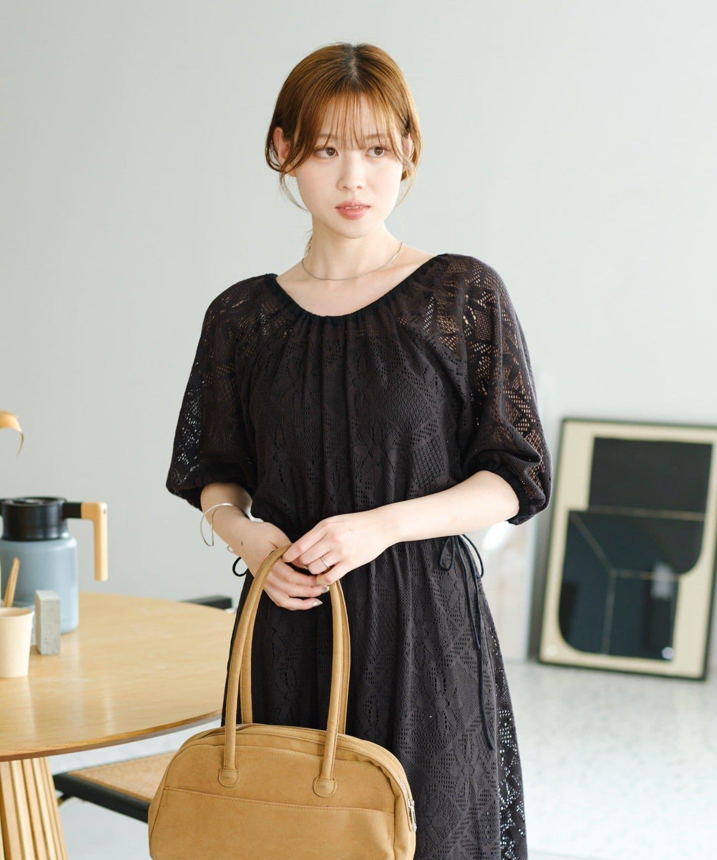 兩尺碼可選 低身長尺碼 蕾絲褶皺 連衣裙