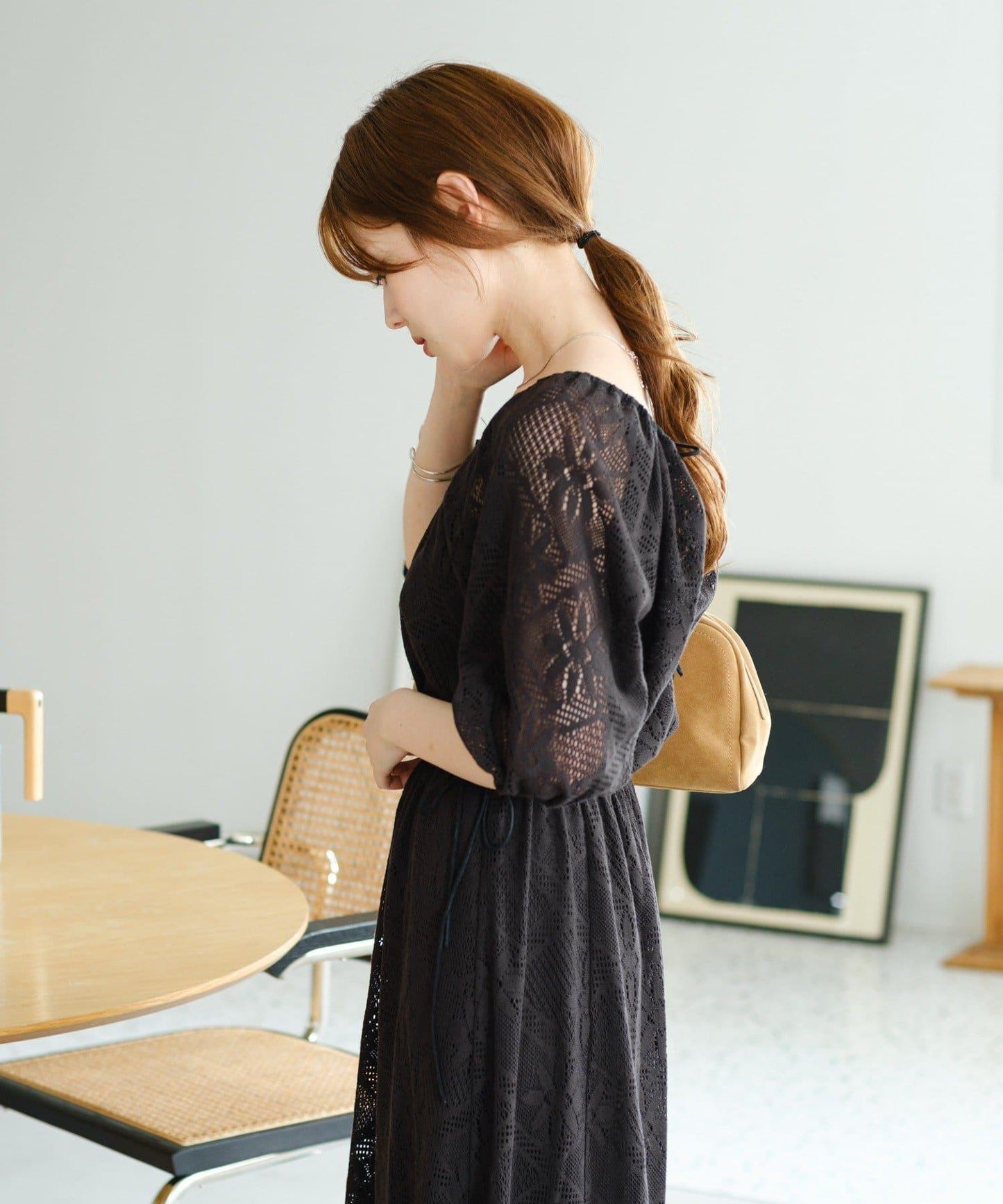 兩尺碼可選 低身長尺碼 蕾絲褶皺 連衣裙