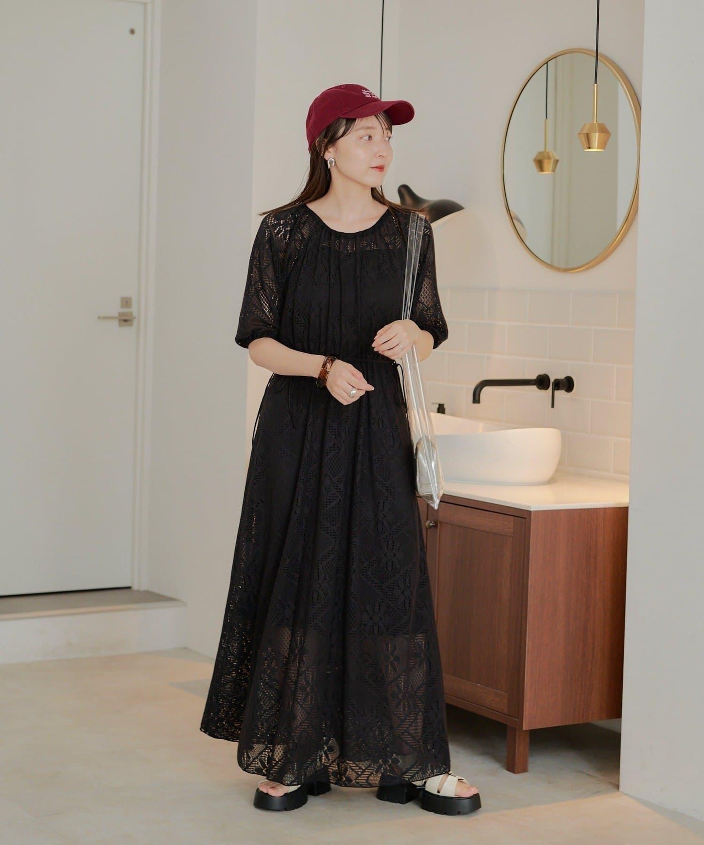 兩尺碼可選 低身長尺碼 蕾絲褶皺 連衣裙