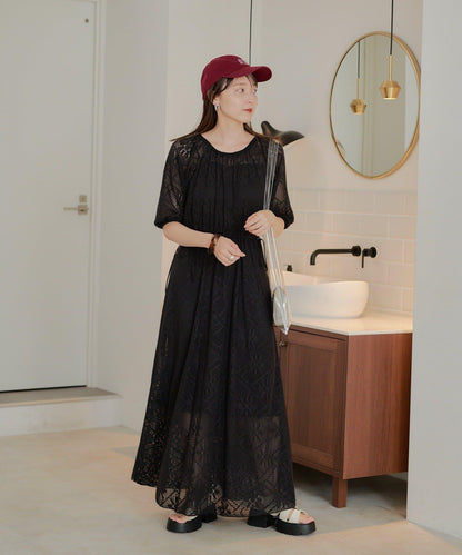 兩尺碼可選 低身長尺碼 蕾絲褶皺 連衣裙