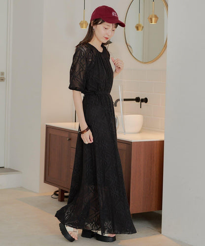 兩尺碼可選 低身長尺碼 蕾絲褶皺 連衣裙