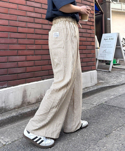 UNISEX 加大碼 條紋鬆緊 睡褲