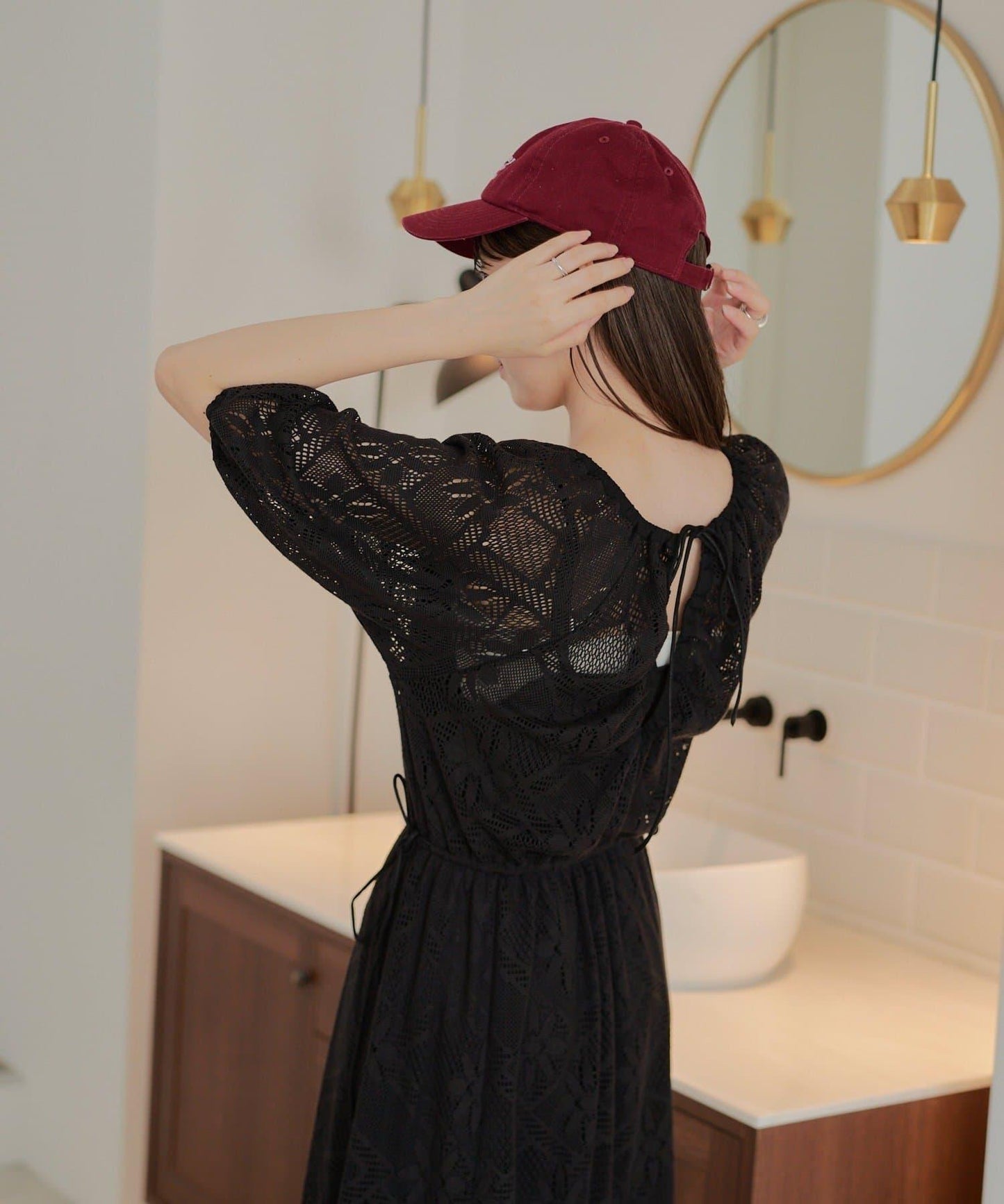 兩尺碼可選 低身長尺碼 蕾絲褶皺 連衣裙