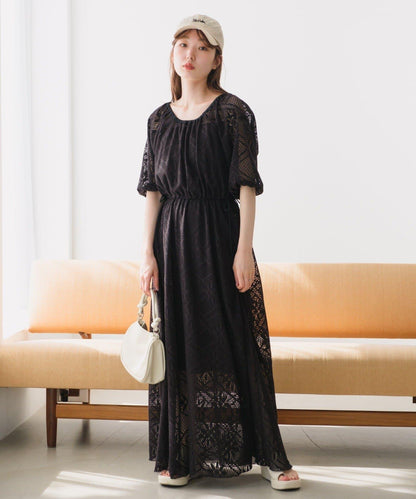 兩尺碼可選 低身長尺碼 蕾絲褶皺 連衣裙