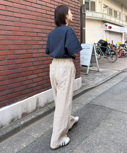 UNISEX 加大碼 條紋鬆緊 睡褲