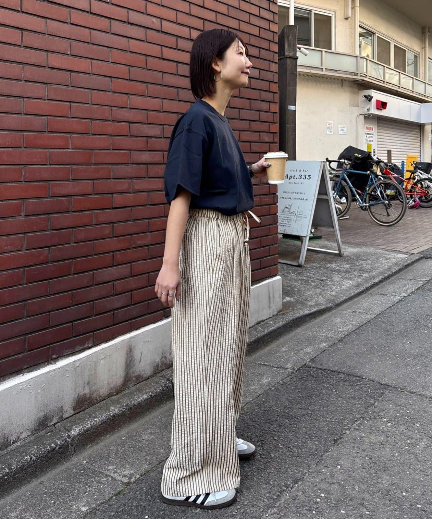 UNISEX 加大碼 條紋鬆緊 睡褲