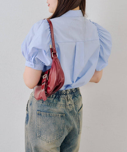 可愛蝴蝶結刺繡襯衫