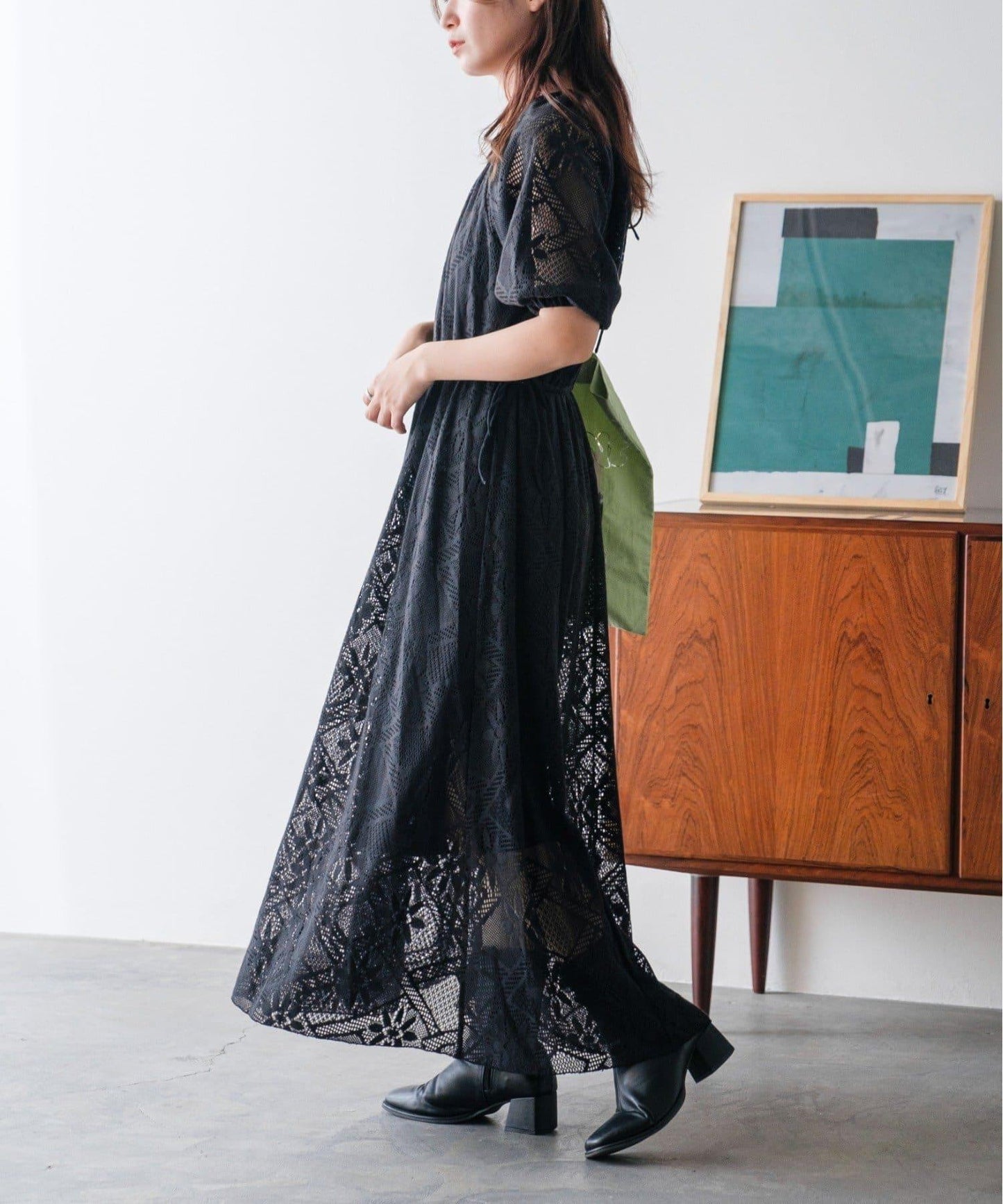 兩尺碼可選 低身長尺碼 蕾絲褶皺 連衣裙