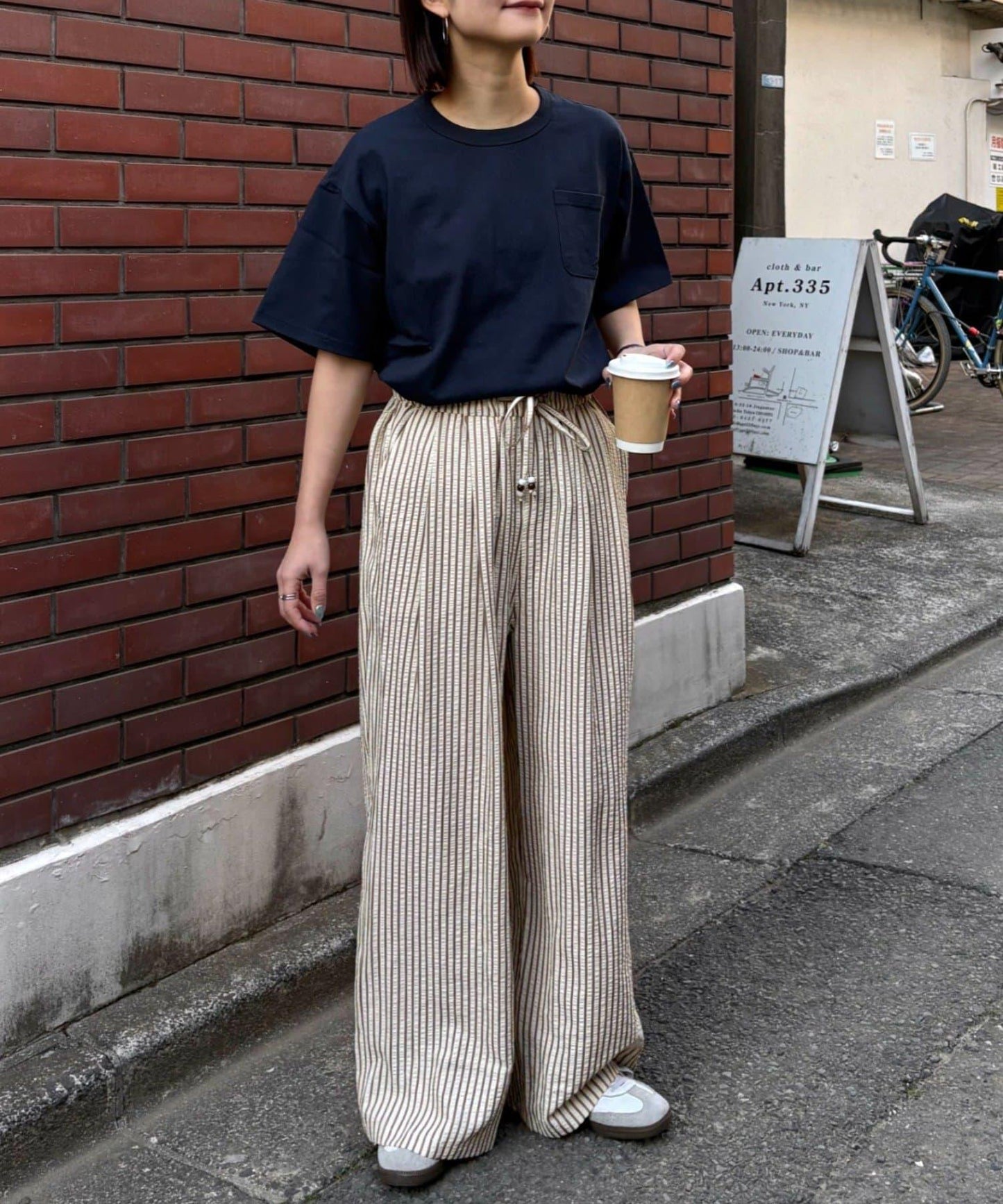 UNISEX 加大碼 條紋鬆緊 睡褲