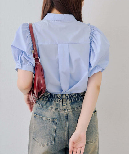 可愛蝴蝶結刺繡襯衫