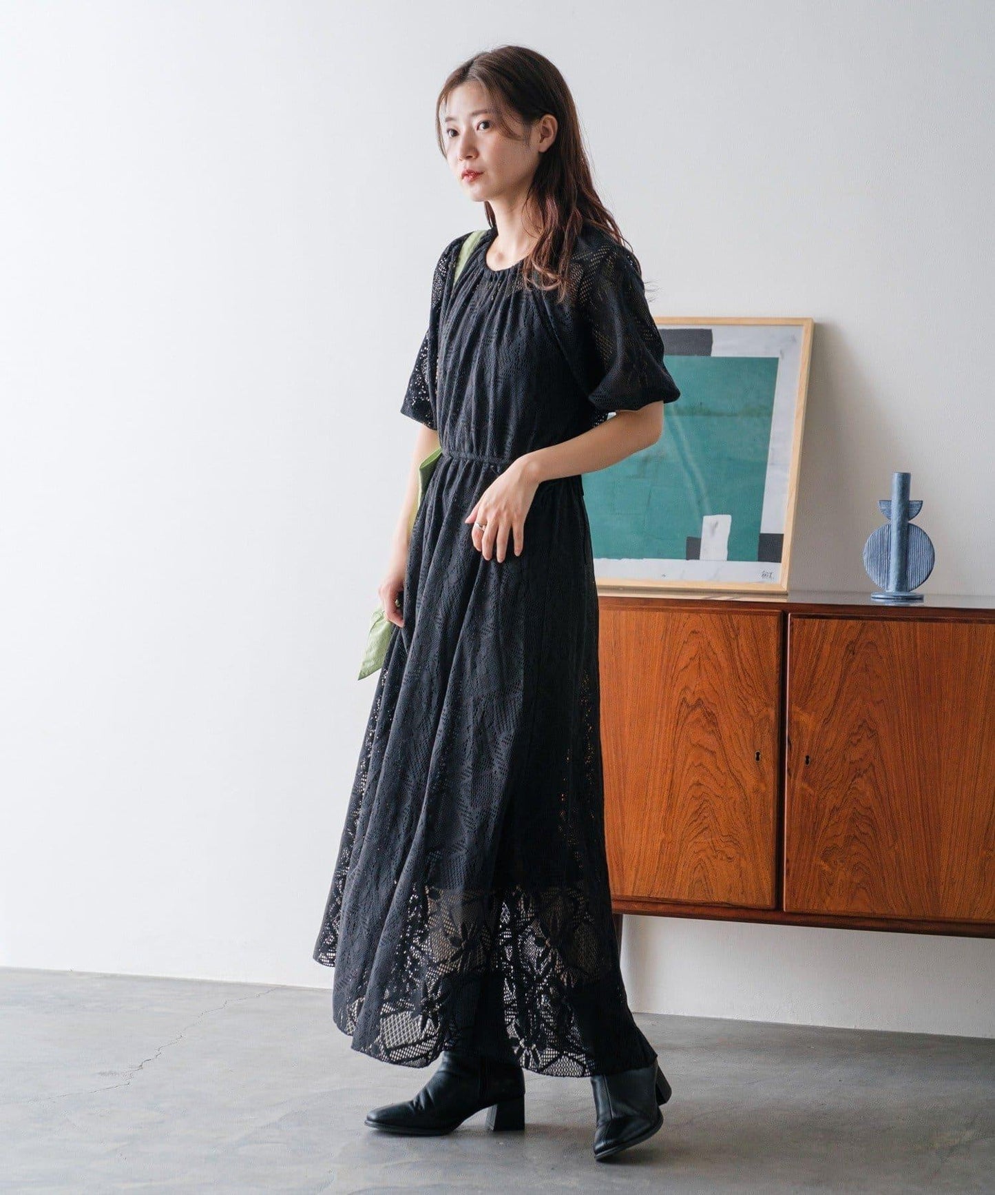 兩尺碼可選 低身長尺碼 蕾絲褶皺 連衣裙