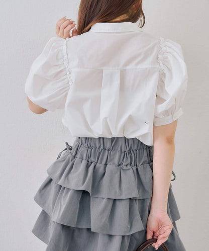 可愛蝴蝶結刺繡襯衫