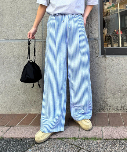 UNISEX 加大碼 條紋鬆緊 睡褲