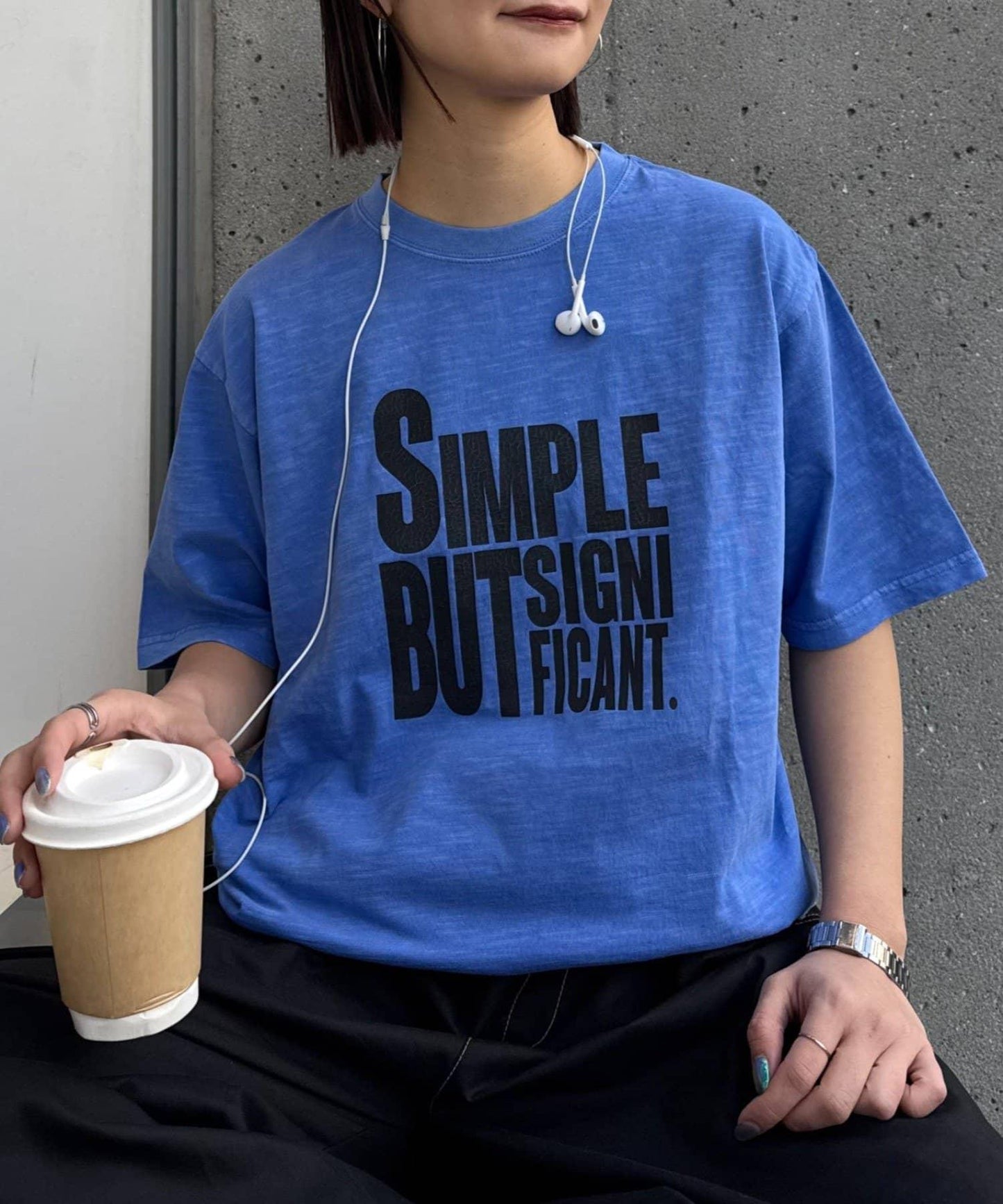 男女同款 大碼可選 竹節針織 顏料染Logo T恤