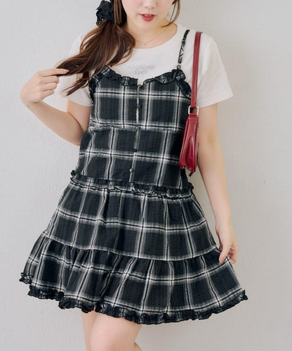 時尚層次感吊帶層疊連衣裙