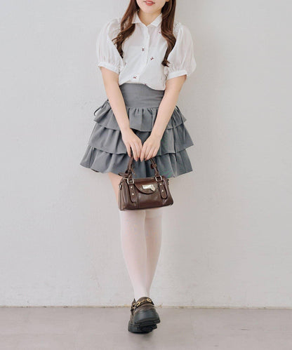 可愛蝴蝶結刺繡襯衫