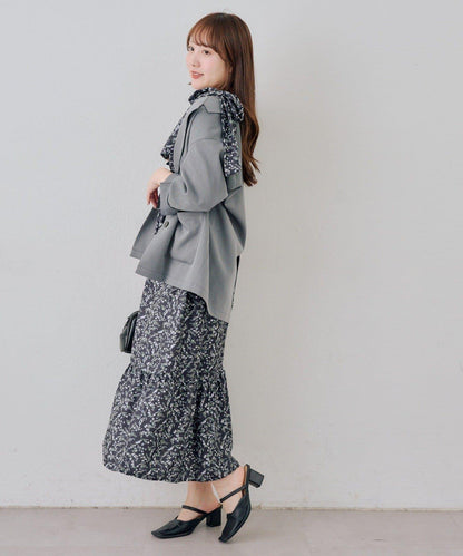 抽褶長款連衣裙