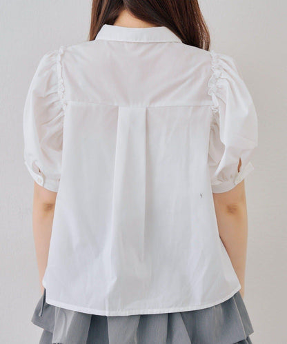 可愛蝴蝶結刺繡襯衫