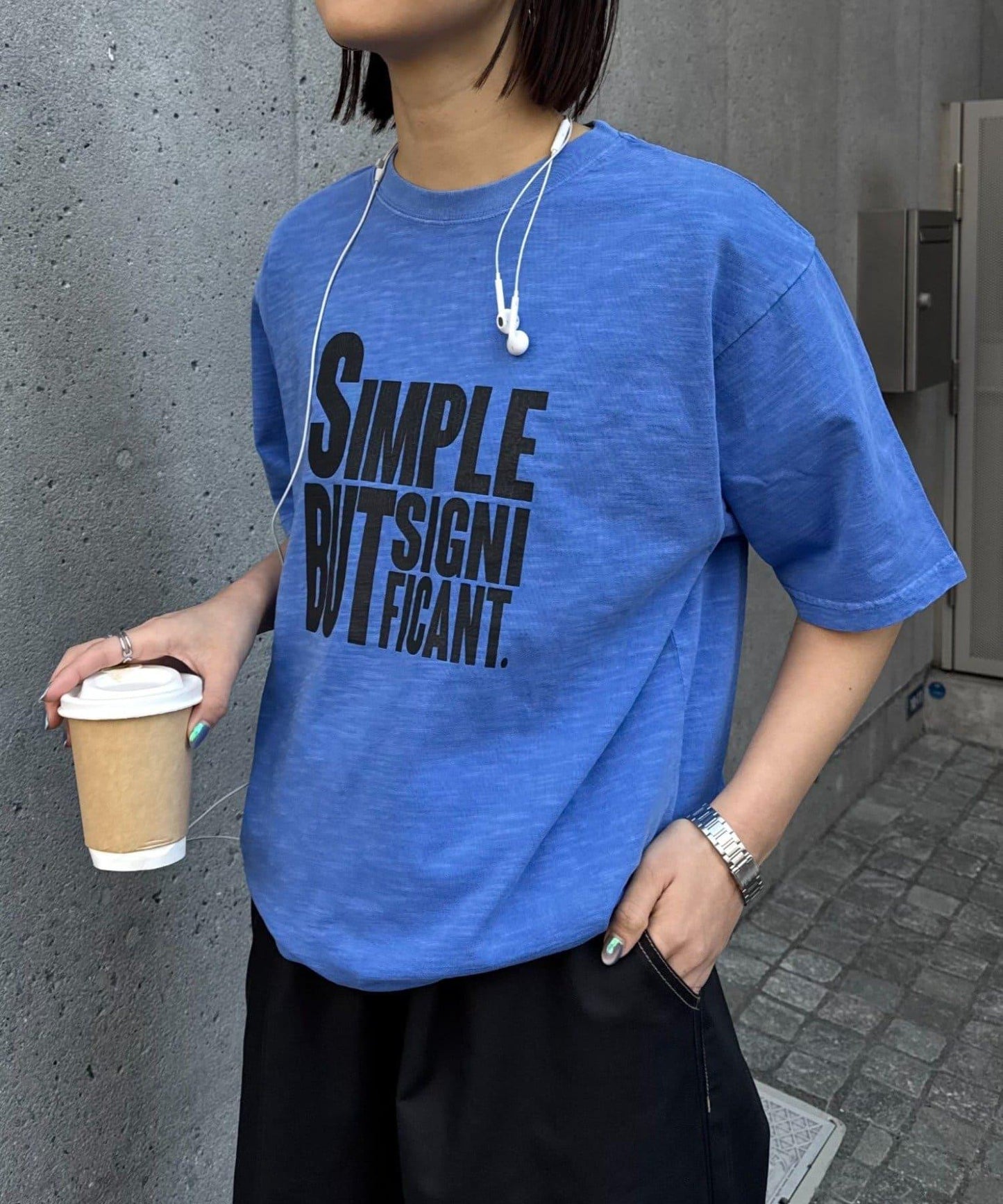 男女同款 大碼可選 竹節針織 顏料染Logo T恤