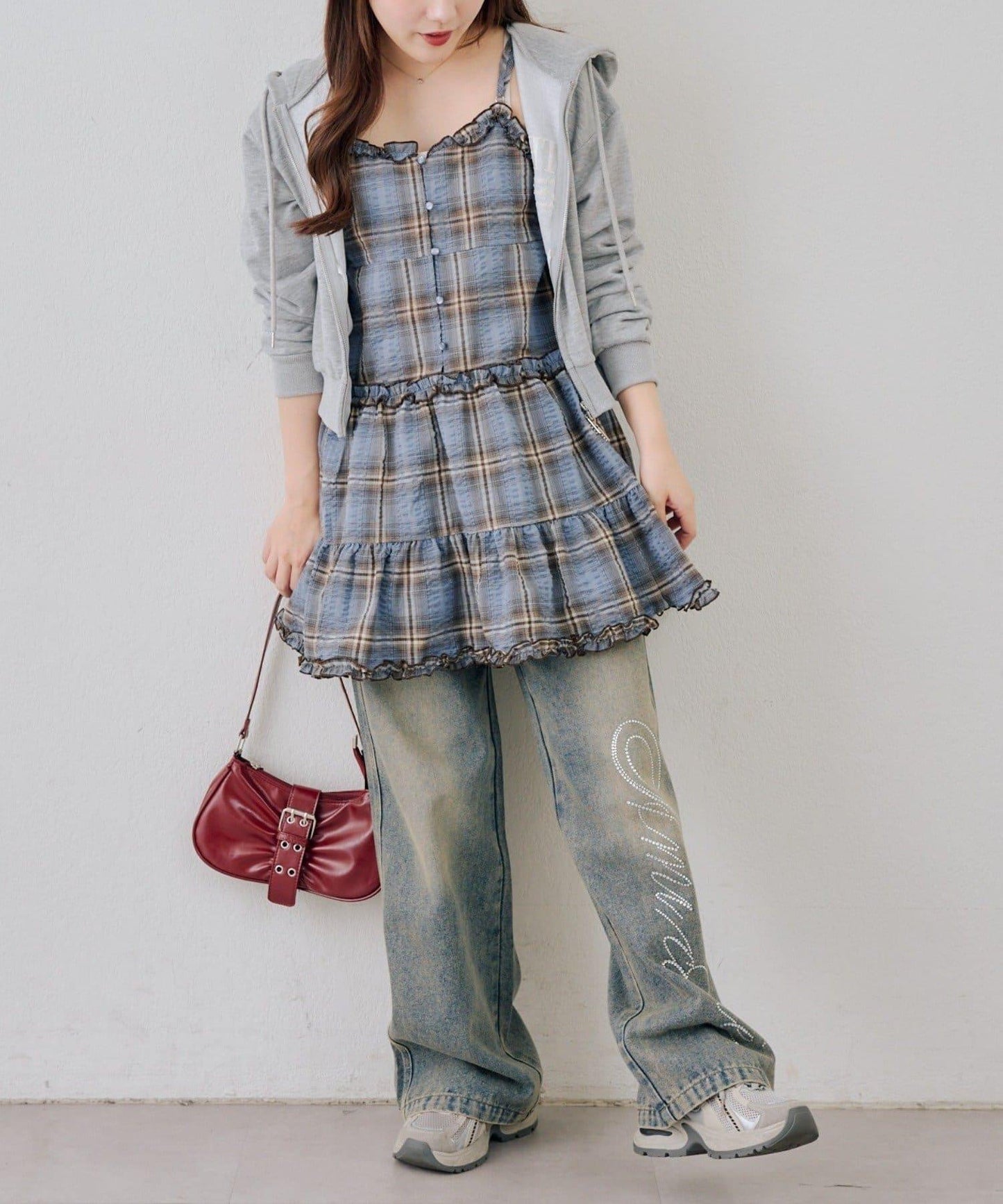 時尚層次感吊帶層疊連衣裙