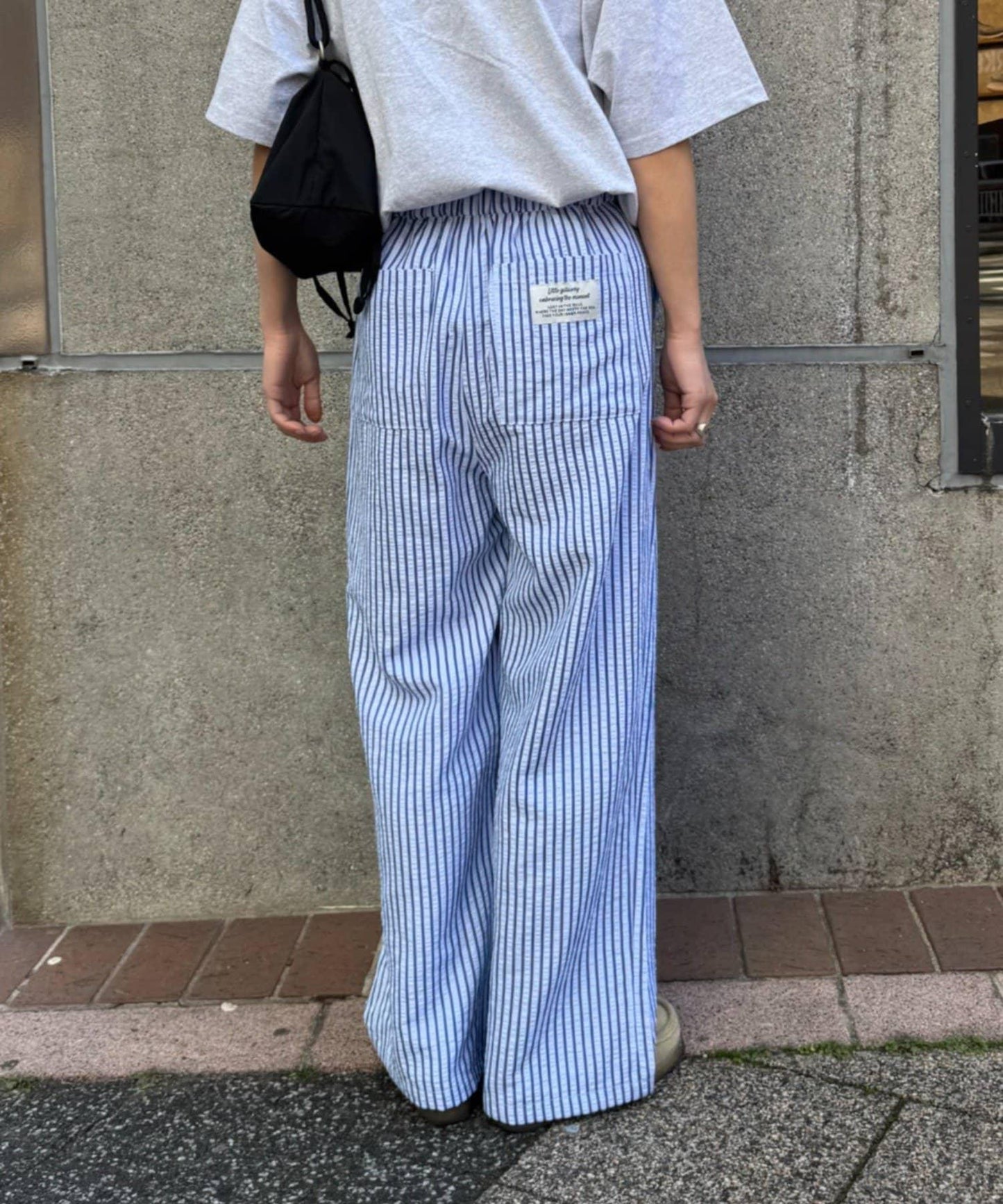 UNISEX 加大碼 條紋鬆緊 睡褲