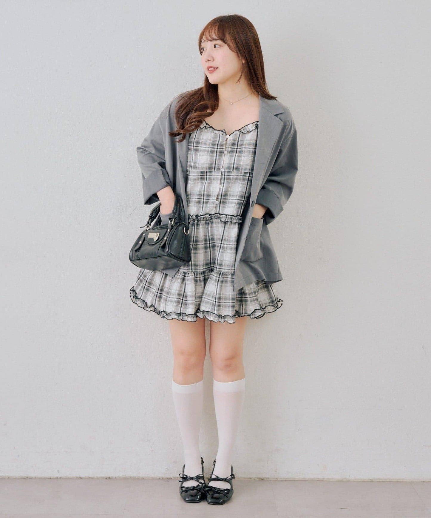 時尚層次感吊帶層疊連衣裙