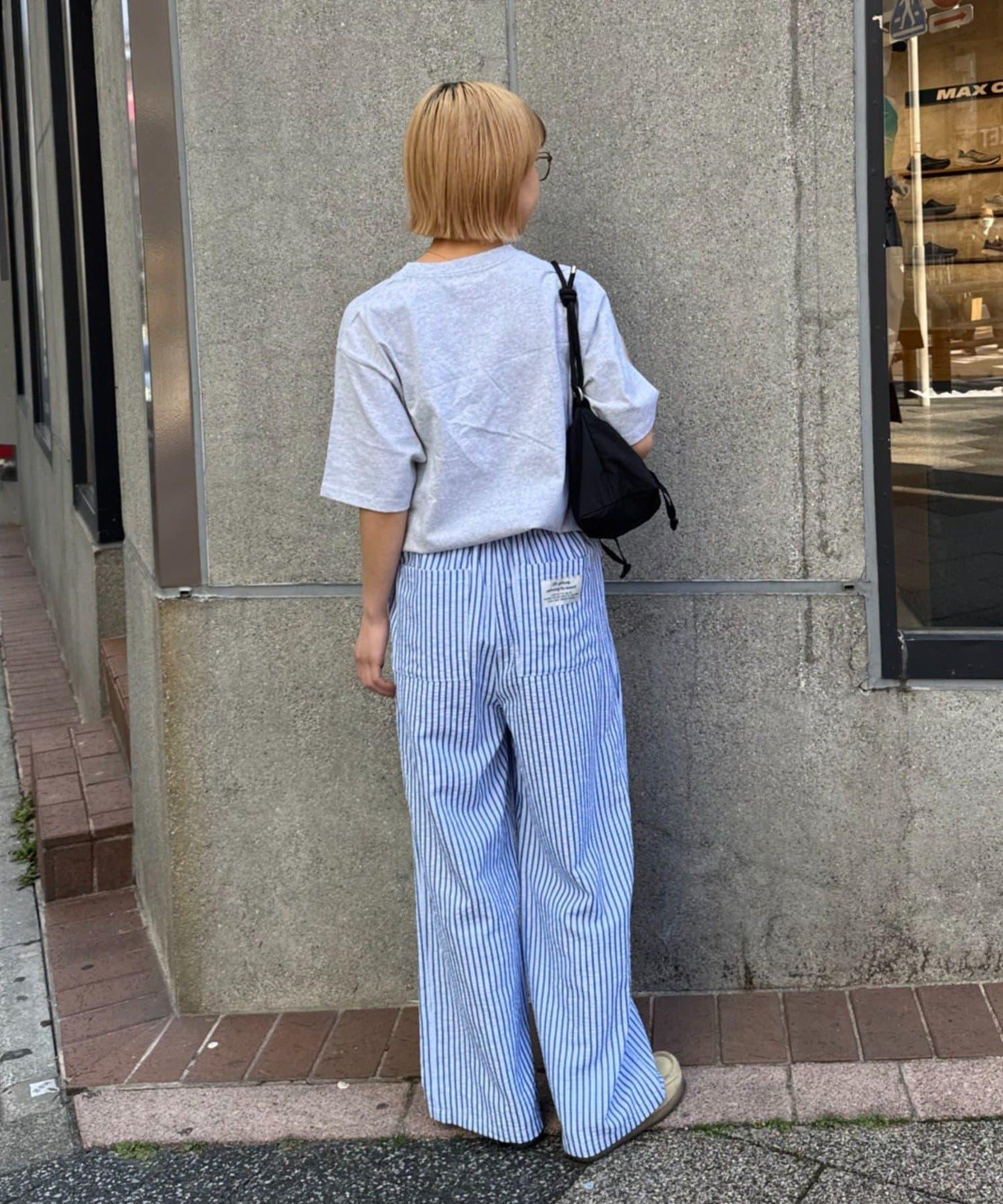 UNISEX 加大碼 條紋鬆緊 睡褲